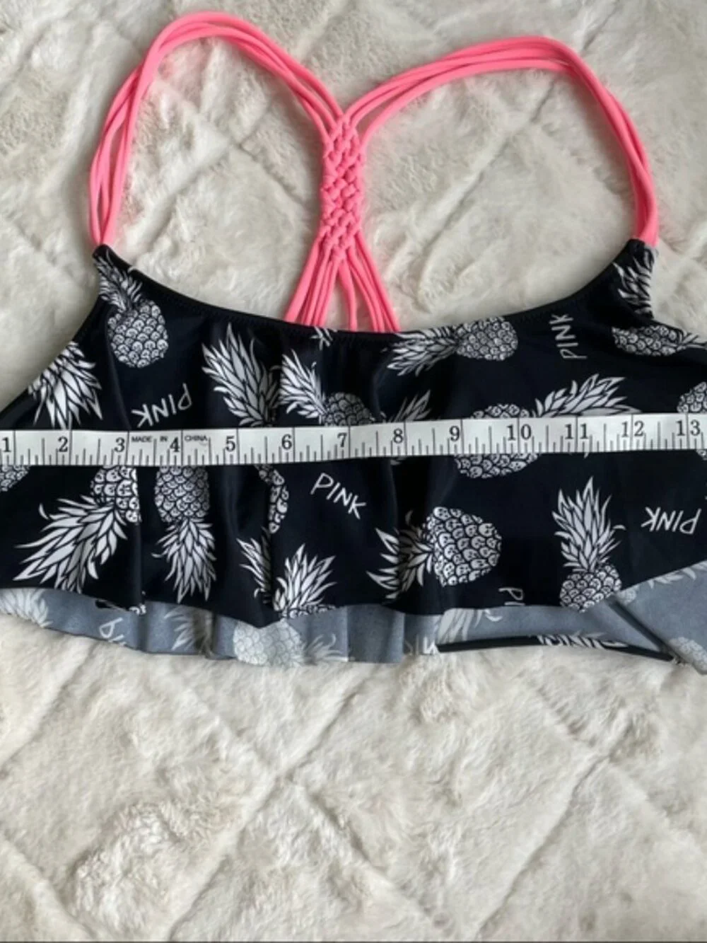 Victoria’s Secret PINK | Pineapple Racerback Flounce Bikini Top | Size Small